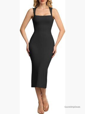 Square Neck Bodycon Maxi Dress Formal Party Polyamide Elastane